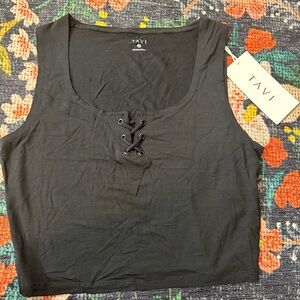 Black Lace-Up Women's Top Tavi NWT